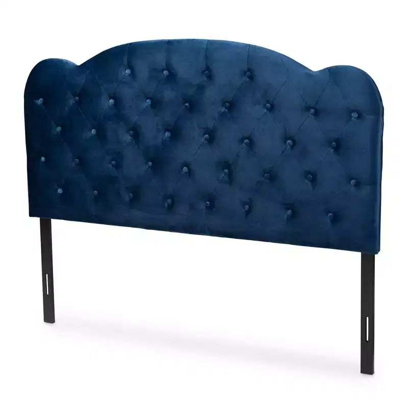 Clovis Velvet Fabric Upholstered Headboard, Queen Size, Bed Frame Mounted, Polyester Fill