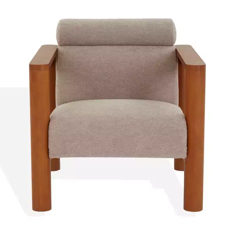 Nikolas Boucle Accent Chair - SFV4863 - Light Brown/Natural - Safavieh Couture