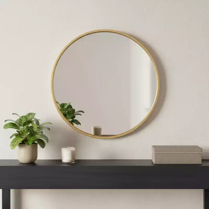 HomeRoots 20 Black Metal Round Framed Accent Mirror