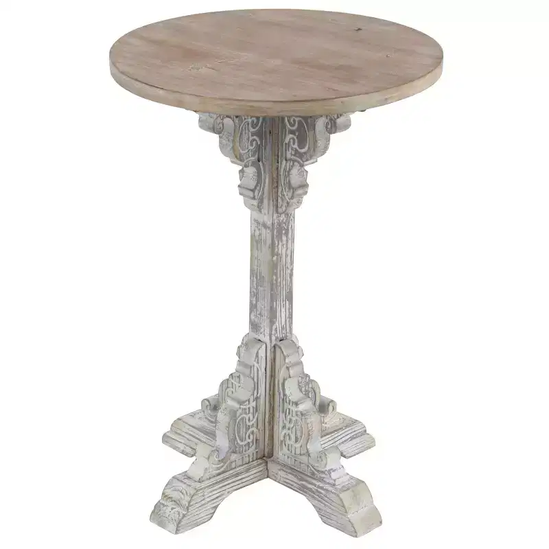 Traditional Round Wood Accent Table White - Olivia & May