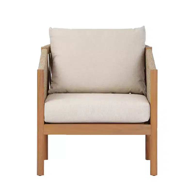 Christopher Knight Home Maha Modern Patio Acacia and Rope Woven Club Chair with Cushion