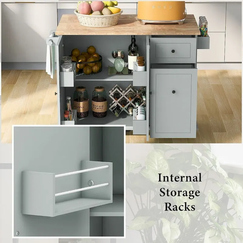 54 Kitchen Island Cart with Wheels