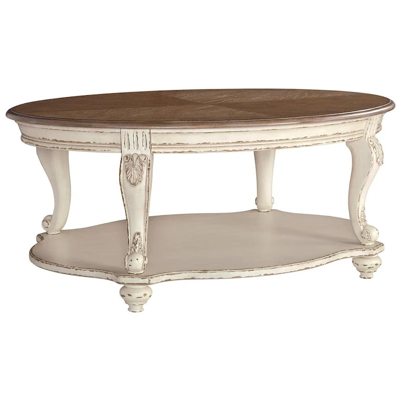 Realyn Coffee Table - White/Brown - 48.13 W x 34 D x 19.88 H