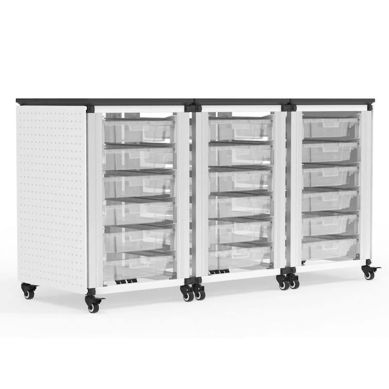 Modular Classroom Storage Cabinet - 3 side-by-side modules with 18 small bins - N/A
