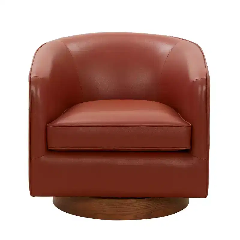 360° Swivel Leather Accent Chair – Caramel / Dark Navy, Seats 1