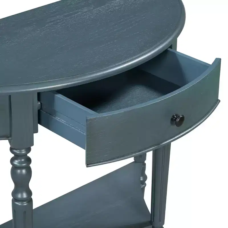 Polibi Farmhouse Crescent Entry Console with Drawer & Shelf