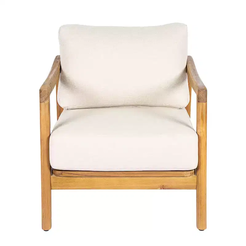 Christopher Knight Home Ritu Modern Acacia Wood Patio Club Chair with Rope Back Detail and Cushion