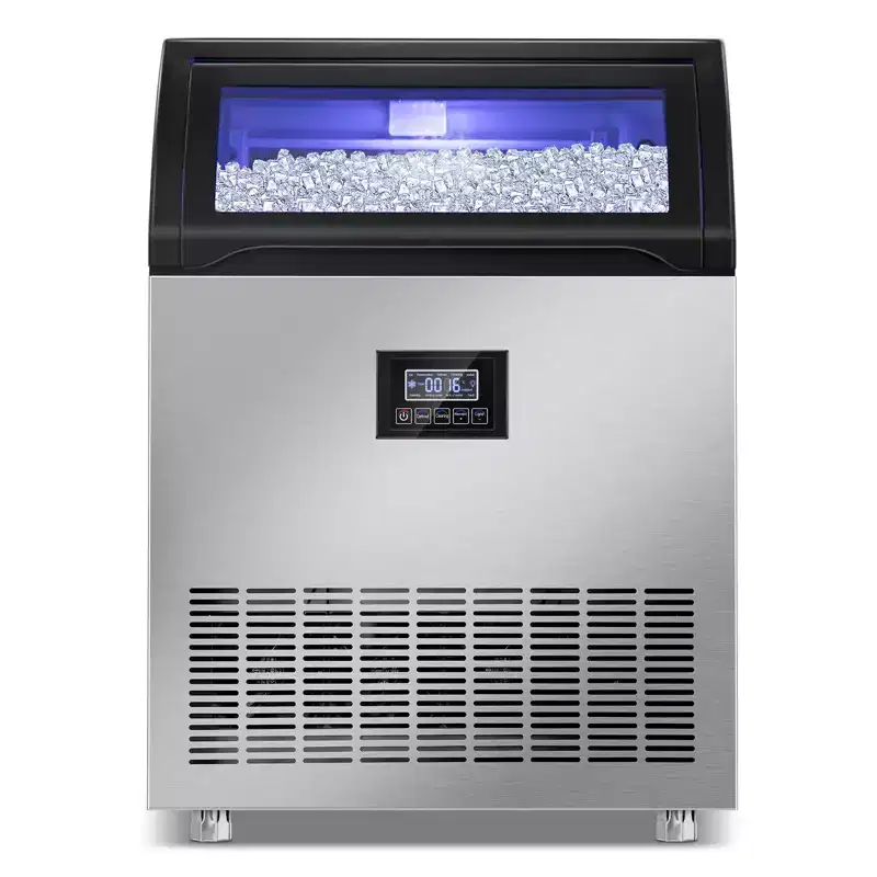 Hooure Commercial Ice Maker (360LBS/24H, 77LBS Storage, 126 Cubes/11Min) - Under Counter Stainless Steel Industrial Machine