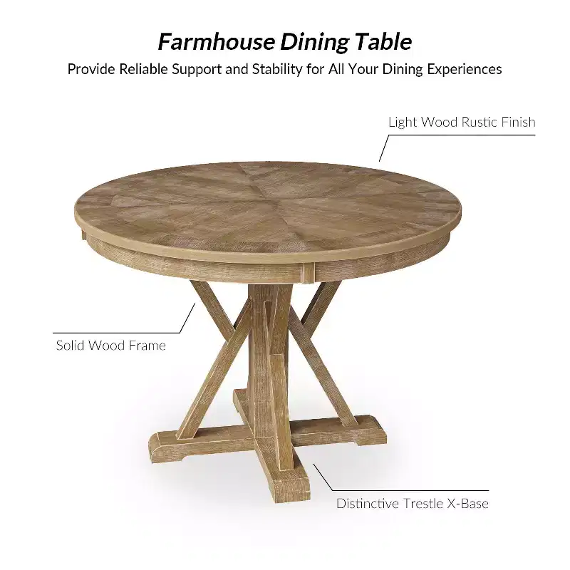 Noelia 5-Piece Round Natural Dining Set with 4 Chairs and Round Table| ART OF LIVING DESIGNS-Natural