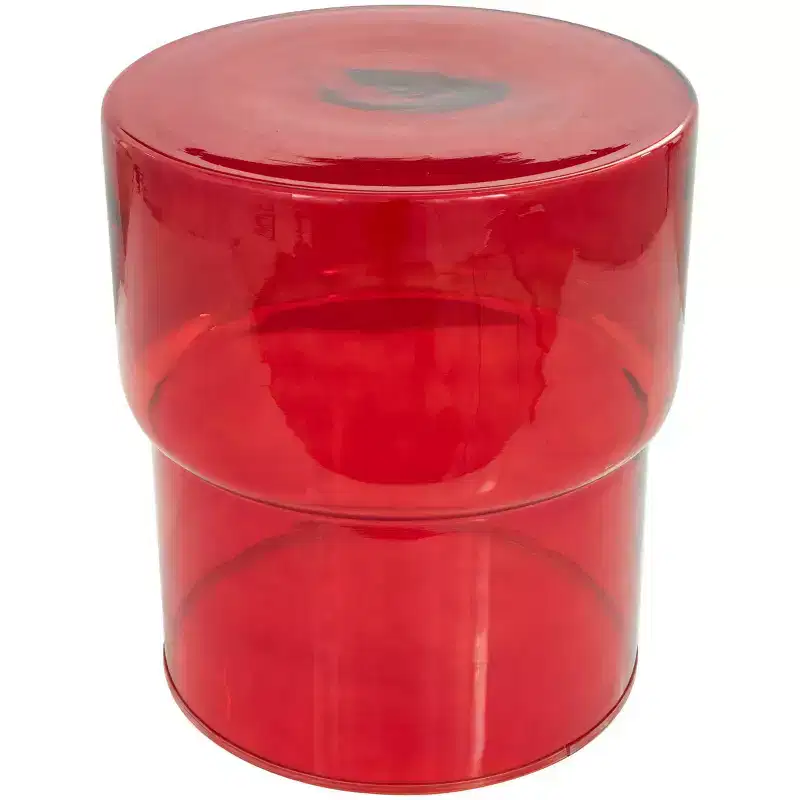 Round Glass Modern Accent Table, Red