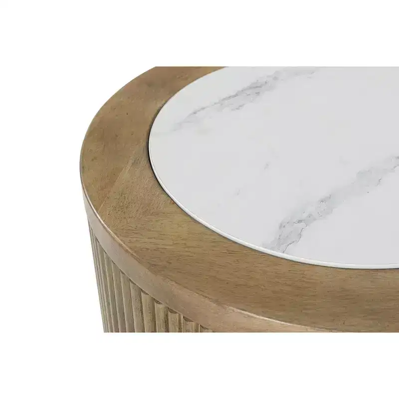 Signature Design by Ashley Camdill Round End Table with Faux Marble Top, Light Brown