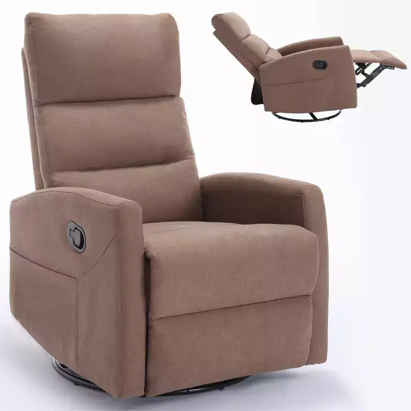360 Swivel Rocking Recliner Chair, Upholstered Fabric Accent Chair