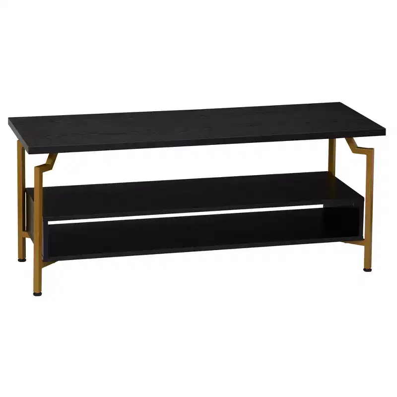 TV Stand with Storage Compartment - Black Oak / Rustic Hickory