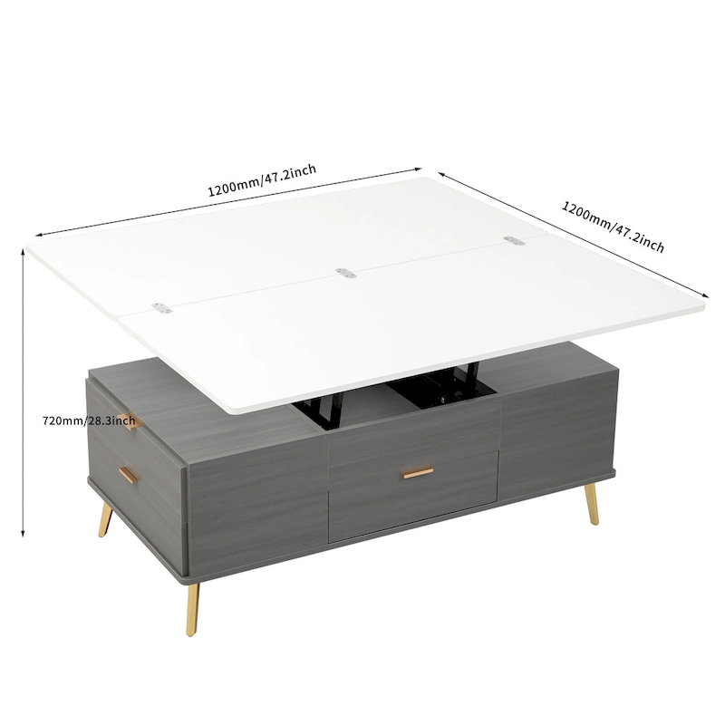 Modern Lift Top Coffee Table Multi Functional Table with Drawers