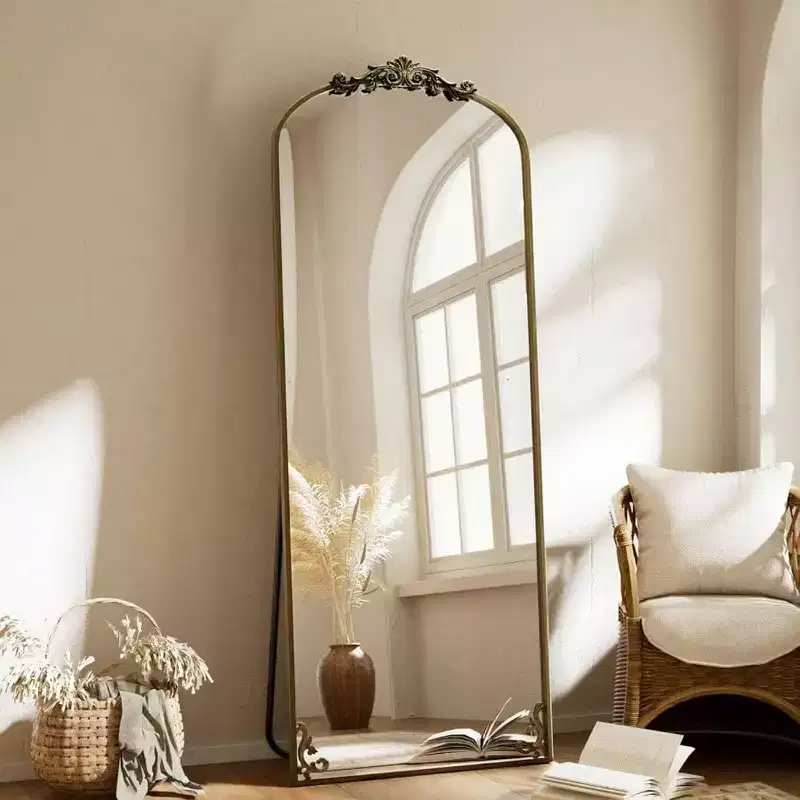 56x21 Arch Mirror - Vintage Baroque Full Length. Hang or Lean for Entryway, Fireplace, or Bathroom
