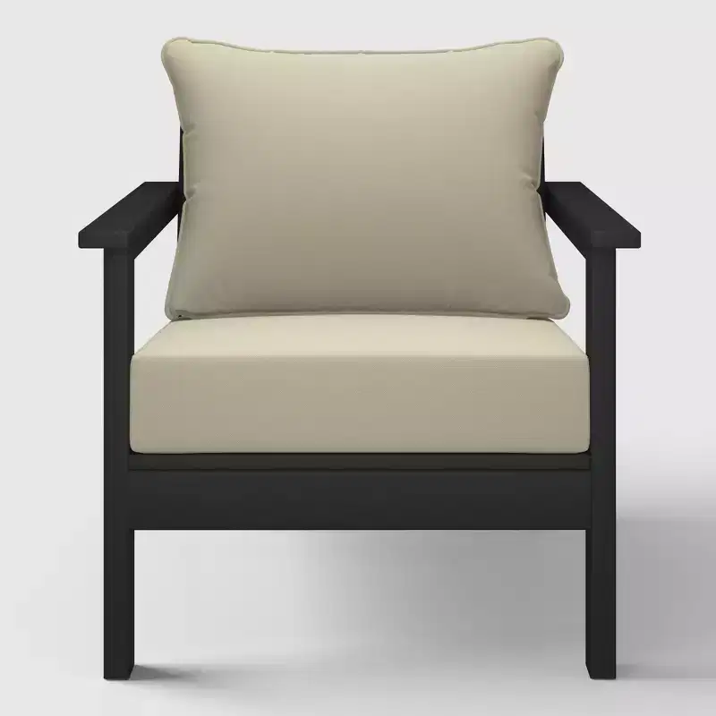 WestinTrends Avalon Black Outdoor Modern HDPE Patio Club Chair with Deep Seat Cushions