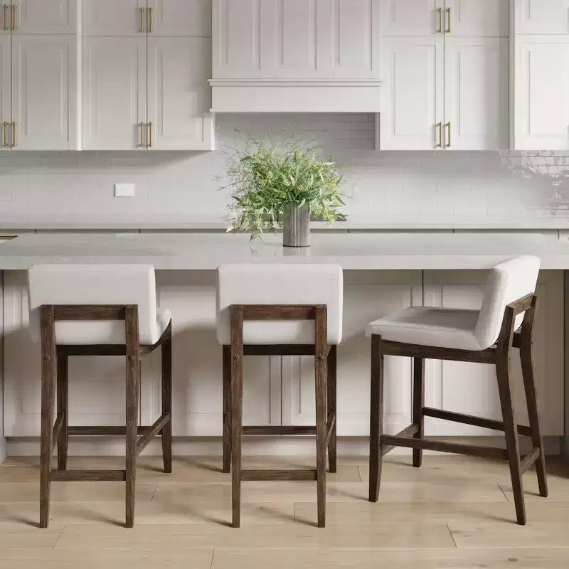 Wood Upholstered Counter Height Barstool