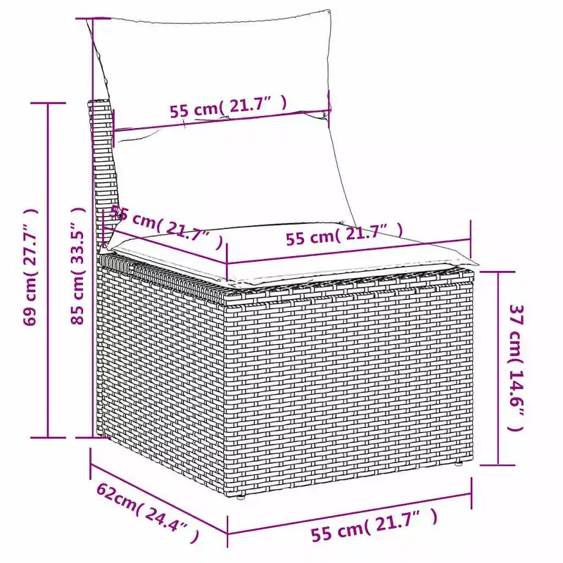 vidaXL 4 Piece Garden Sofa Set with Cushions Grey Poly Rattan