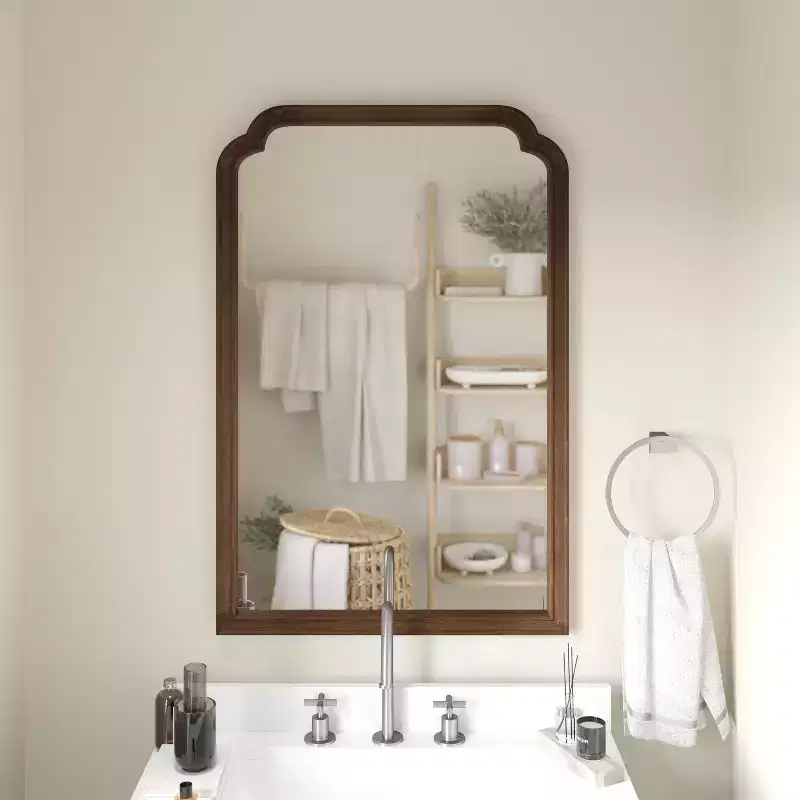 Emma and Oliver Wall Mirror with Solid Wood Frame and Silver Backed Glass for Clarity for Entryways, Dining Rooms & More