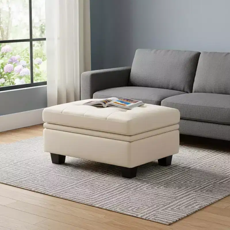 32 and Black Velvet Tufted Storage Ottoman