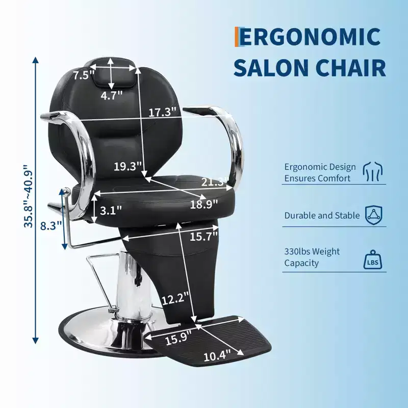 360 Swivel Reclining Salon Chair, Adjustable Headrest, High-Density Sponge Cushion, Lounge Chair, for Home, Living Room