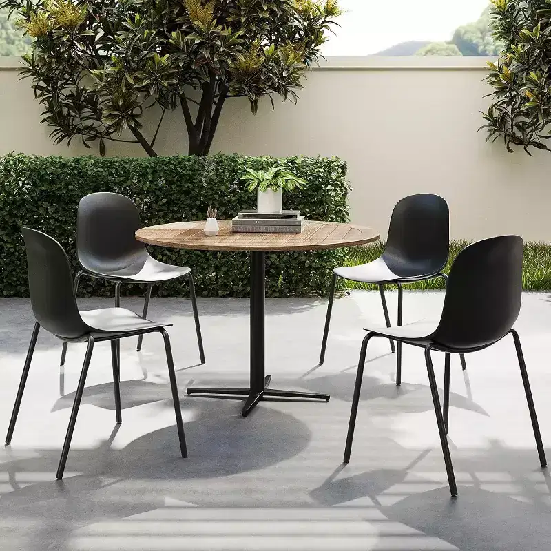 Pexfix Plastic Stackable Dining Chair with Metal Legs Set of 4