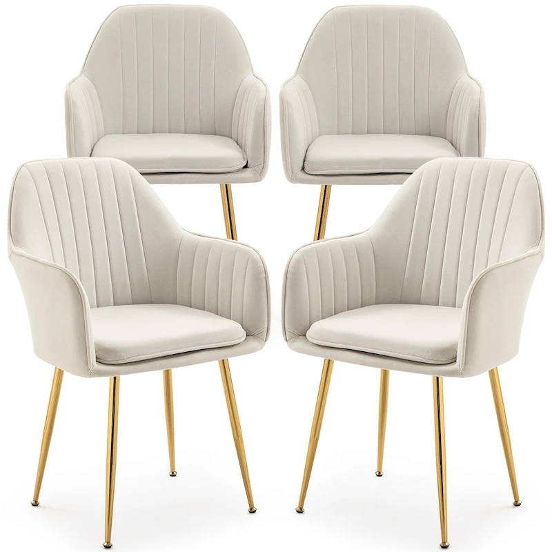 AVAWING Upholstered Velvet Dining Chairs Accent Arm Chairs Set of 4