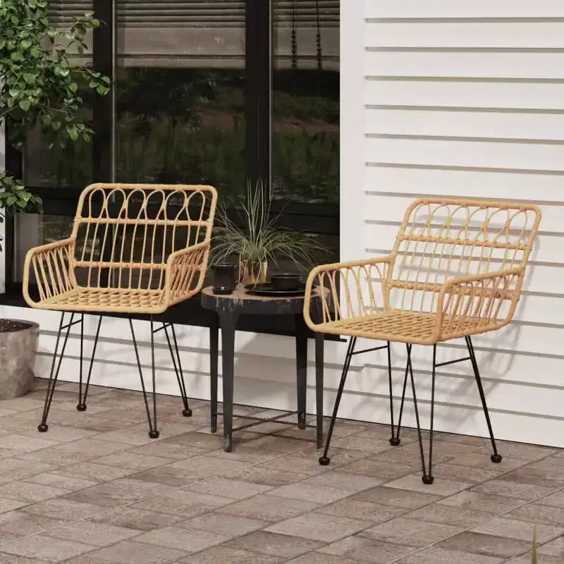 vidaXL Garden Chairs Set of 2 with Armrests, PE Rattan