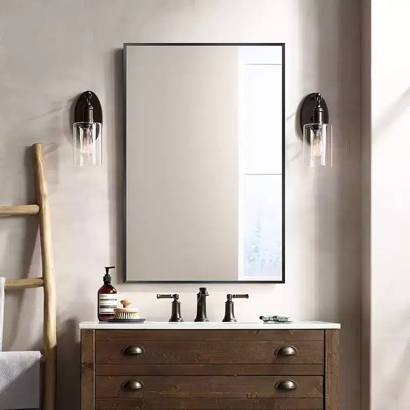 Dovelina Modern Rectangle Metal Frame Bathroom Vanity Mirror Decorative Wall Mirror