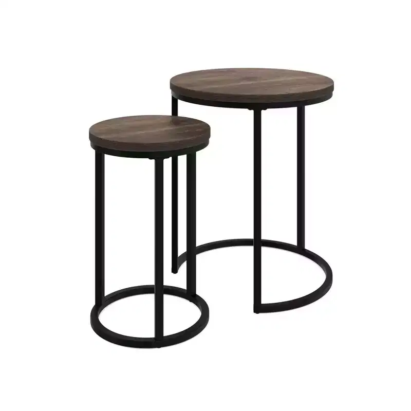 Nathan James Lula Nesting Round Side Tables Nutmeg/Black