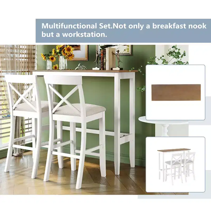 Farmhouse 48 Wood Dining Set with 2 Chairs