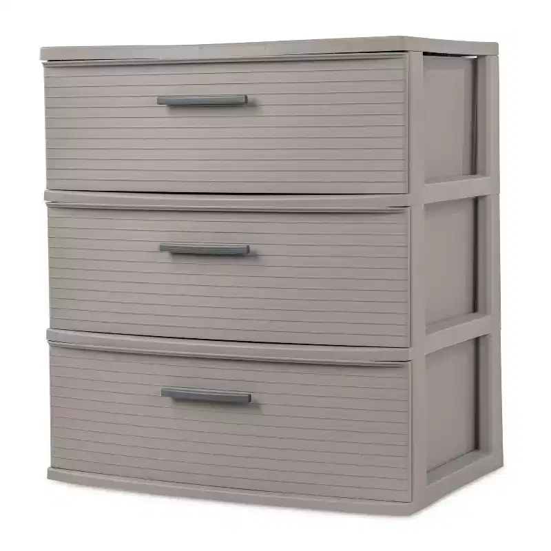 Wide 3-Drawer Plastic Storage Tower – 24