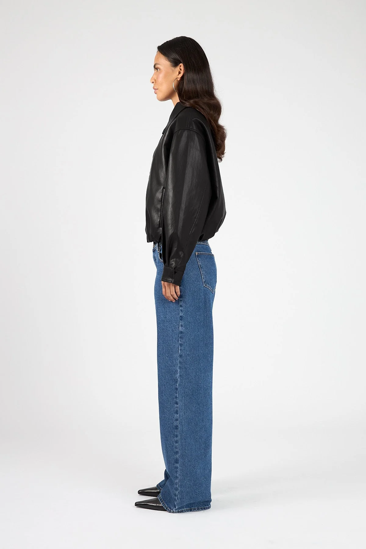 Bubble PU Bomber Jacket Black