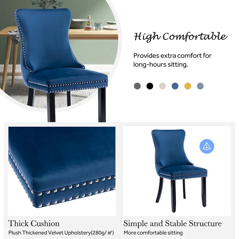 KATA Velvet Upholstered Wingback Dining Chairs Set of 4