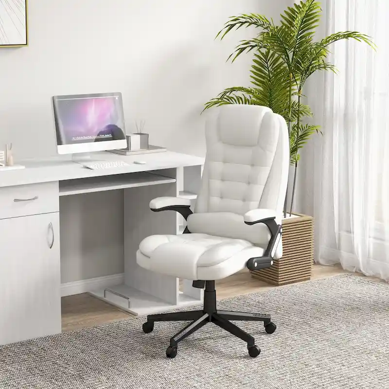HOMCOM High Back Vibration Massage Office Chair with 6 Vibration Points, Beige