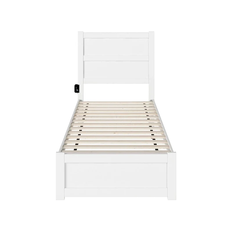 Twin Extra Long Bed with Footboard in White