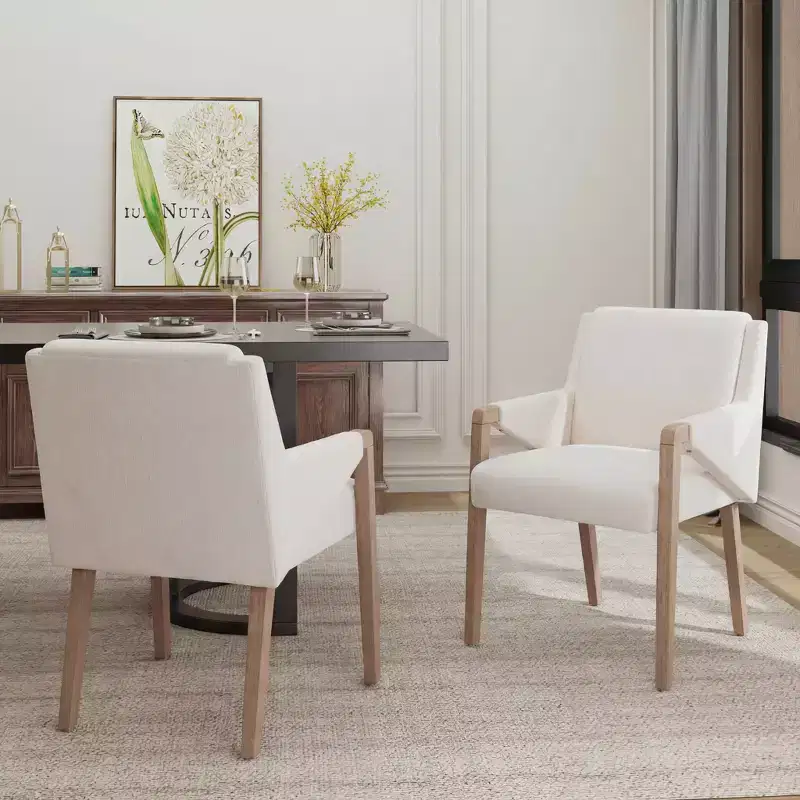 Christopher Knight Home Nattapong Modern Rubberwood Linen Upholstered Dining Chairs (Set of 2)