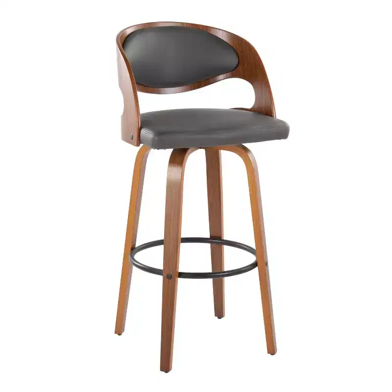Set of 2 Pino PU Leather Barstools Walnut/Gray/Black - LumiSource