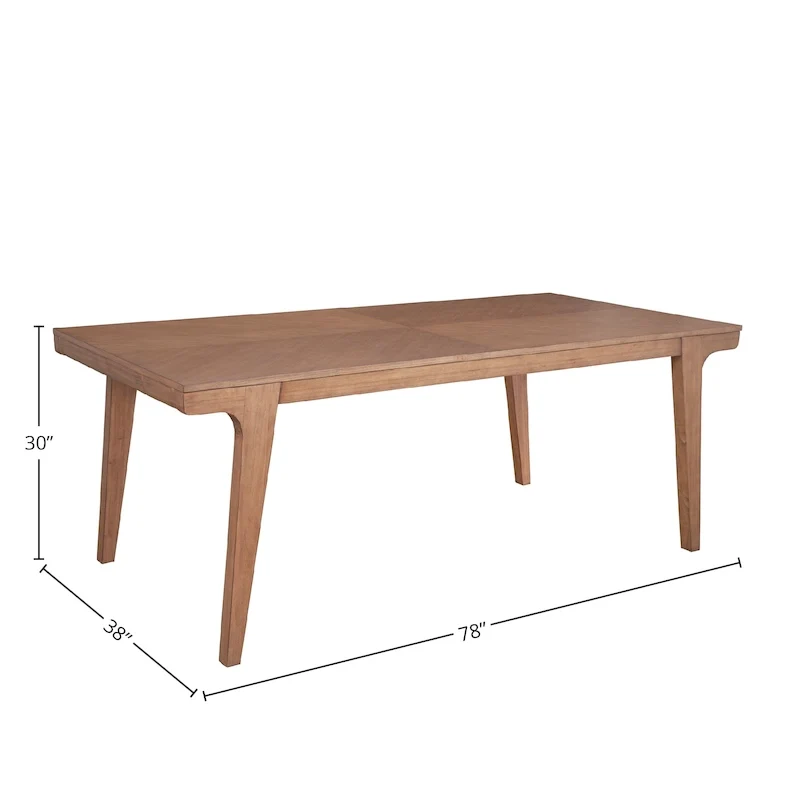 Dining Table, Natural, Seats 6, Tapered Legs, 78W x 38D x 30H in