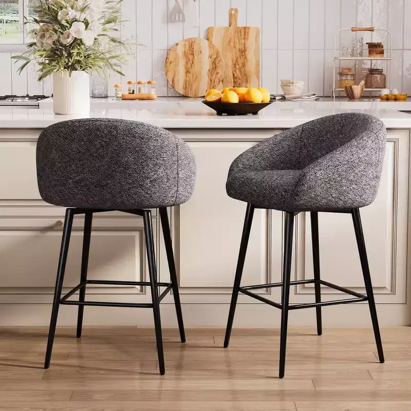 Dyonery 27.9 Counter Height Swivel Bar Stools with Back, Tufted Modern Farmhouse Kitchen Stools