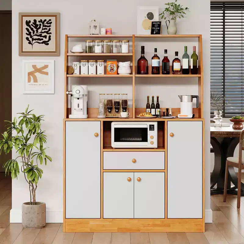 Freestanding Sideboard Buffet Cabinet - 2 Doors, 3 Drawers, Wood, Adjustable Shelf, Kitchen Pantry Storage for Dining Room Entryway Living Room