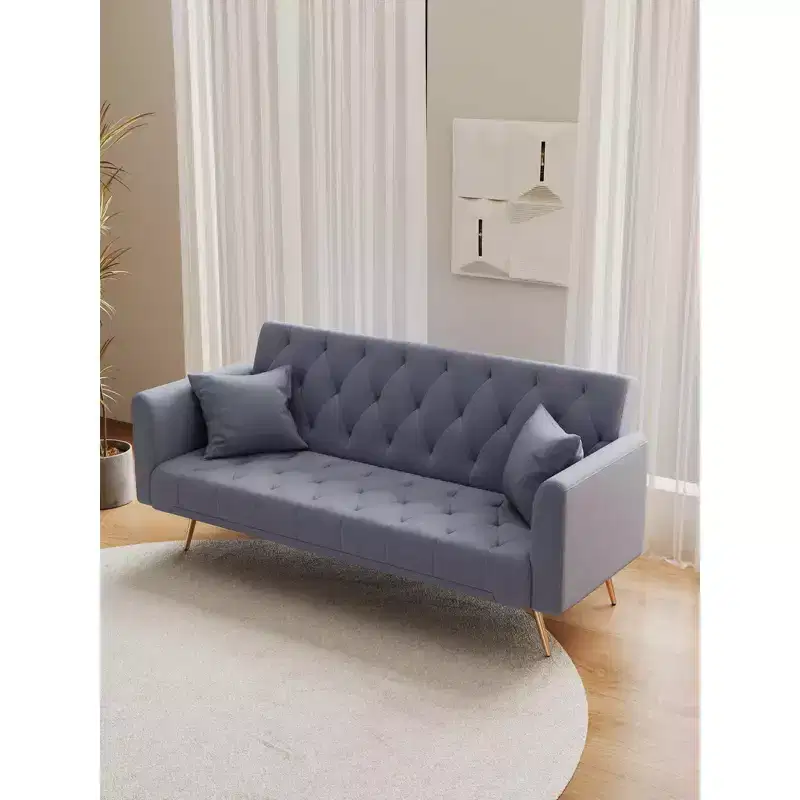 Love Seat Velvet Sofa Comfortable for Living Room Bedroom Gray