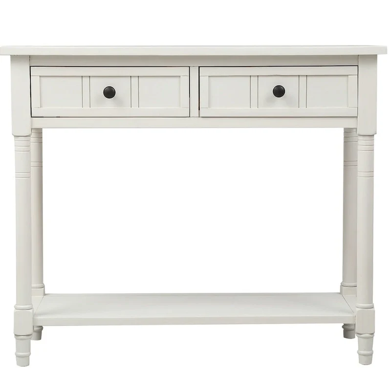 Modern Console Table with Two Drawers and Bottom Shelf