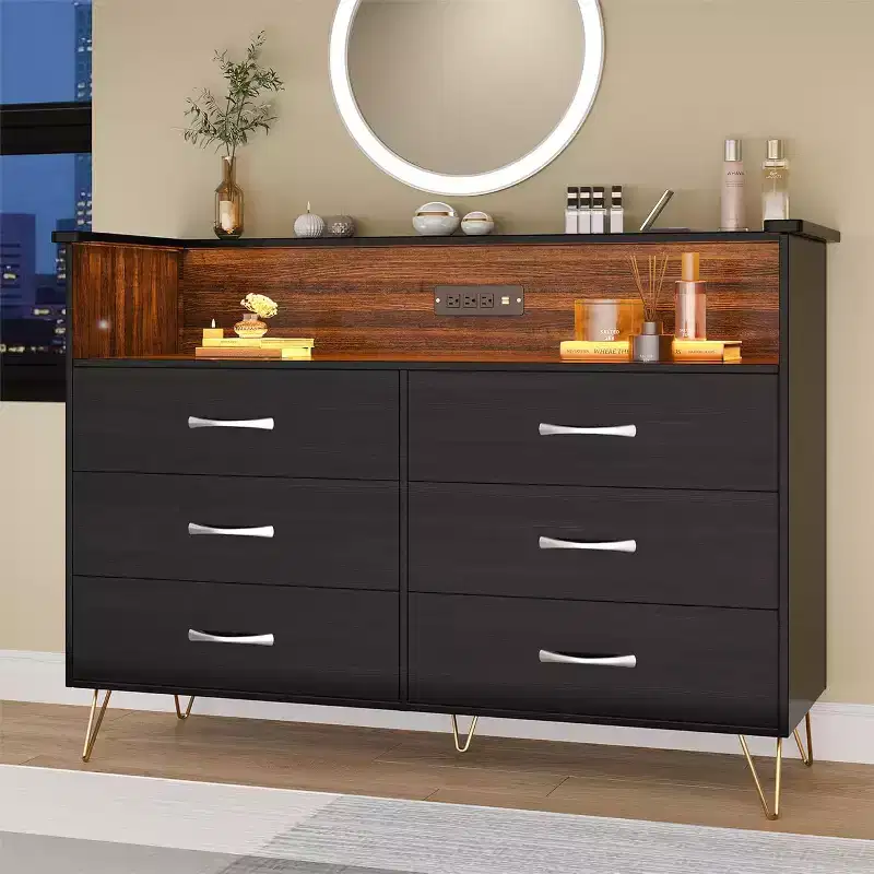MDF 6-Drawer Dresser with Power Outlet 45