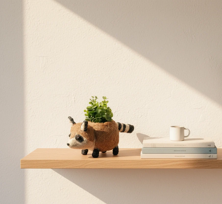 Baby Raccoon Planter - Handmade Planter