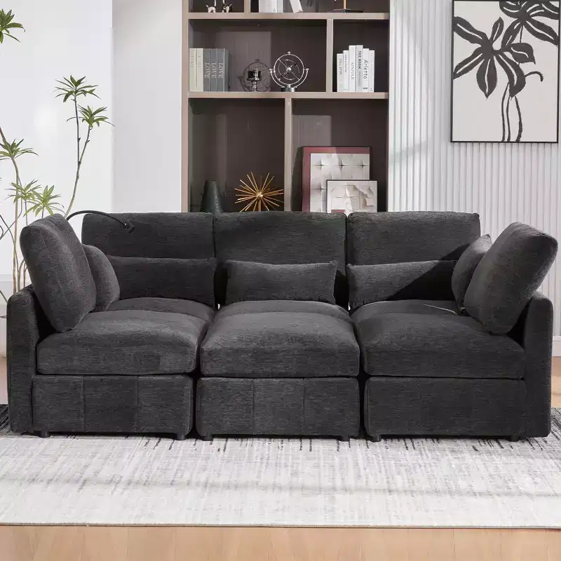 Merax Multifunctional Modular Sectional Sofa with Movable Ottoman
