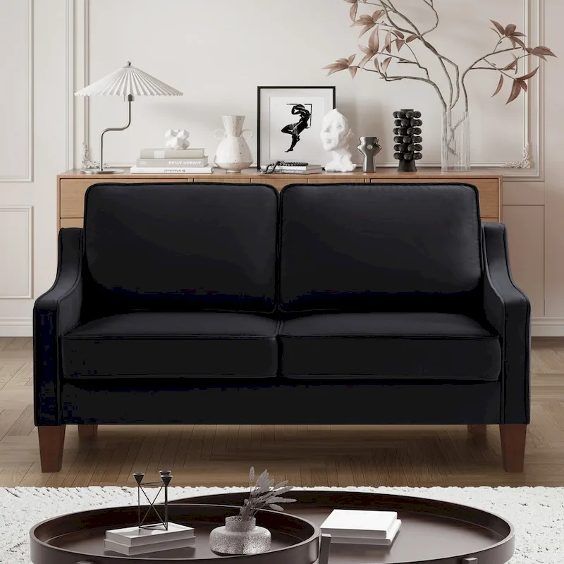 Velvet Loveseat Sofa with Square Arms, 51.5