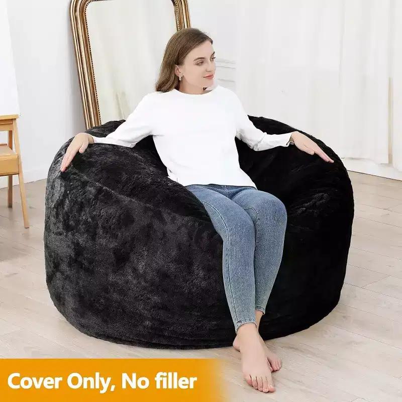 300gsm 100% Polyester PV Fleece Lazy Sofa Cover Black 150x65cm Home Decor