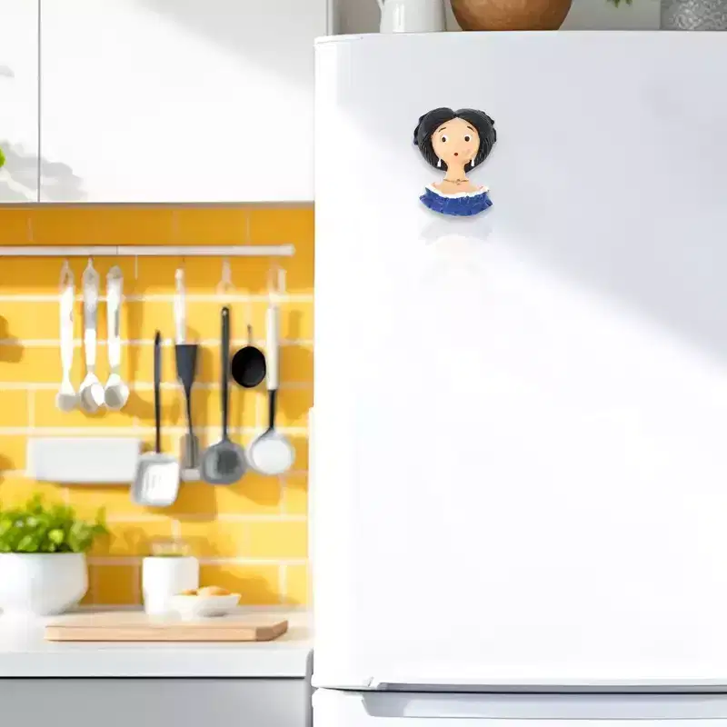 Unique Bargains Decorative Magnets Magnetic Fridge Sticker Irregular Shape Resin Black Beige Orange 1Pc