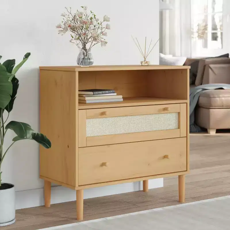 Rattan Look Dresser, Brown, 31.5